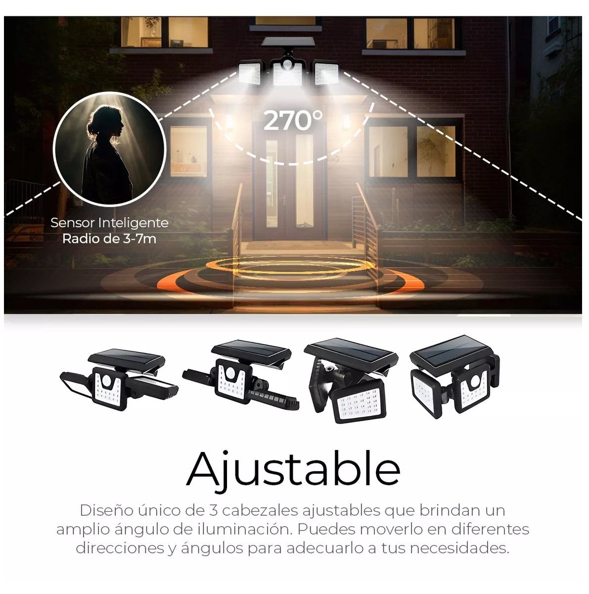 Miniatura 2 de Luz led solar 3 cabezales con sensor